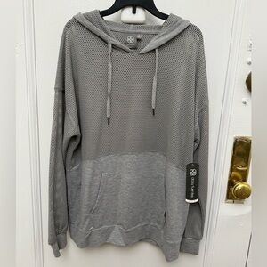 Daisy Fuentes Fit Gray Mesh Hoodie Size Large New